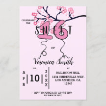 Cherry Blossom Sweet 16 Invitation