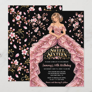 Cherry Blossom Sweet Sixteen Birthday Invitation
