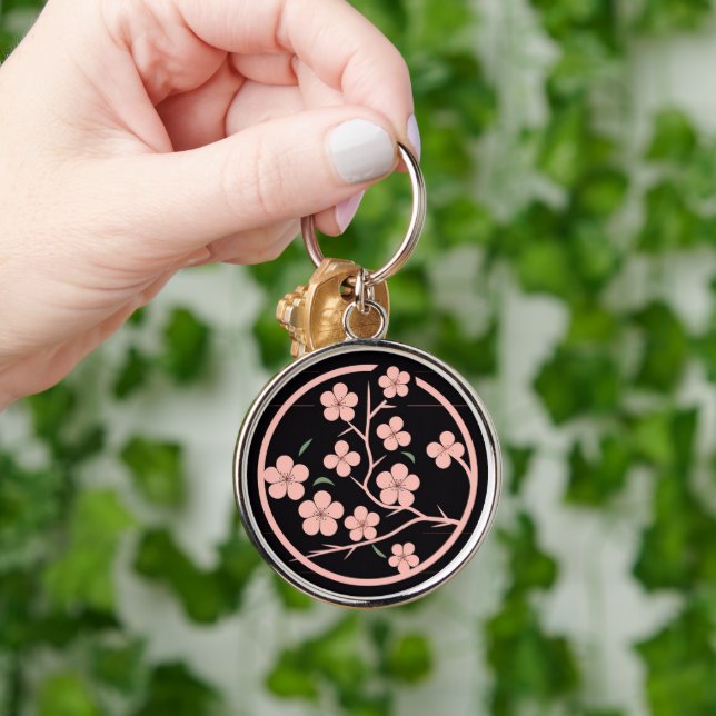 Cherry blossom symbol, minimalism, pink key ring (Hand)