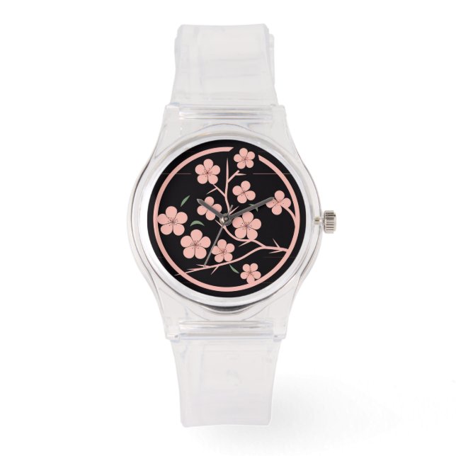 Cherry blossom symbol, minimalism, pink watch (Front)