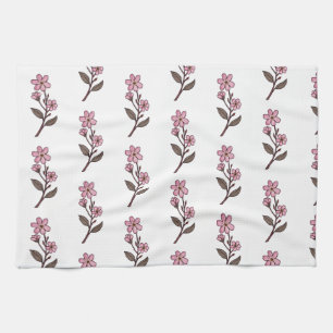 Cherry Blossom Tea Towel - White Pattern