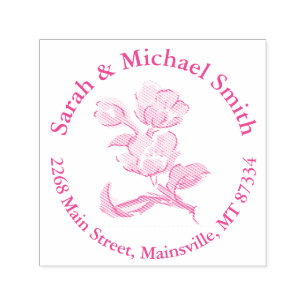 Cherry Blossom Teal Retro Vintage Baby Shower Self-inking Stamp