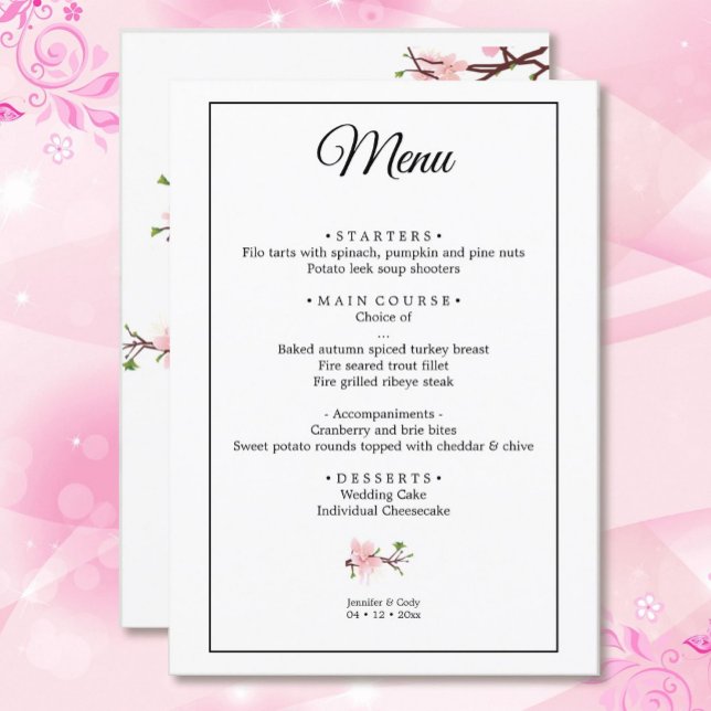 Cherry Blossom Template Wedding Flat Menu (Creator Uploaded)