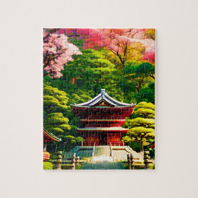 Cherry Blossom Temple  Jigsaw Puzzle (Vertical)