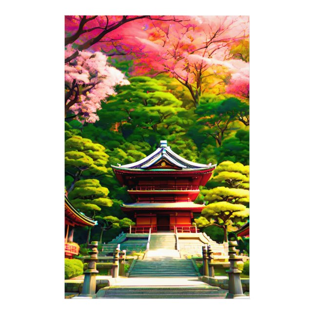 Cherry Blossom Temple  Photo Print (Front)