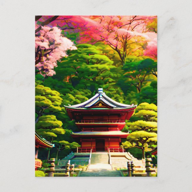 Cherry Blossom Temple  Postcard (Front)