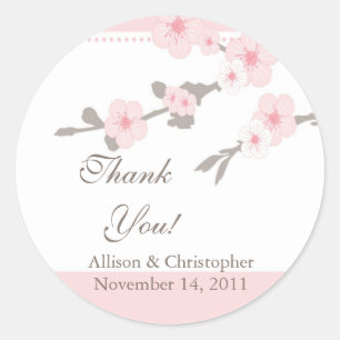 Cherry Blossom Thank You Wedding Sticker