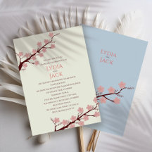 Cherry Blossom Themed Wedding Invitation