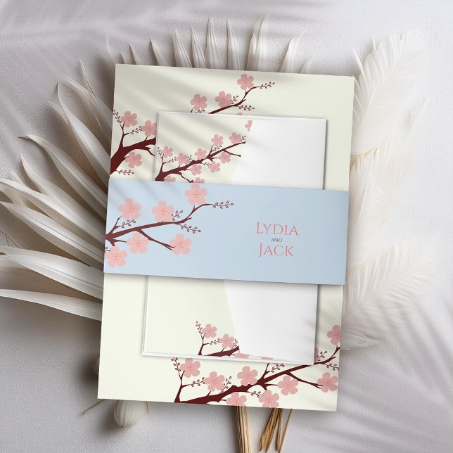 Cherry Blossom Themed Wedding Invitation Belly Band (Creator Uploaded)