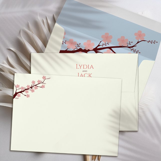 Cherry Blossom Themed Wedding Invitation Envelope (Creator Uploaded)