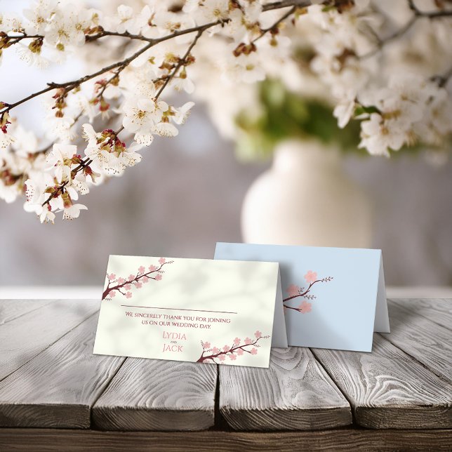 Cherry Blossom Themed Wedding Place Card (Creator Uploaded)