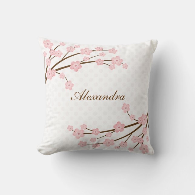 Cherry Blossom Throw Pillow (Front)