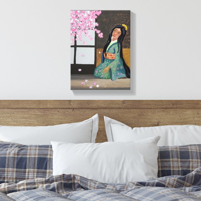 Cherry blossom time canvas print (Insitu (Bedroom))