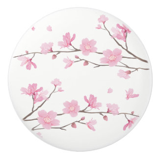 Cherry Blossom - Transparent Background Ceramic Knob
