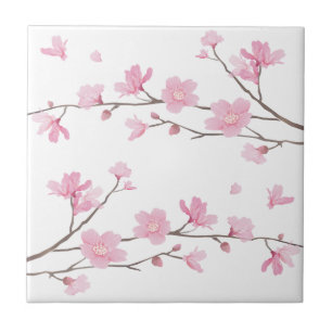Cherry Blossom - Transparent-Background Ceramic Tile