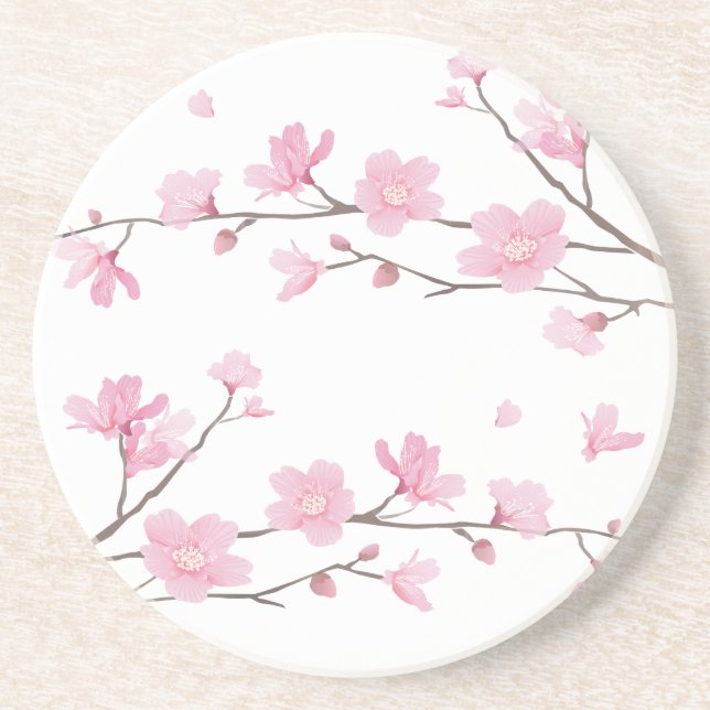 Cherry Blossom - Transparent Background Coaster (Front)