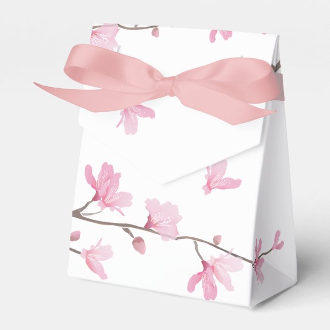 Cherry Blossom - Transparent Background Favour Box (Front Side)