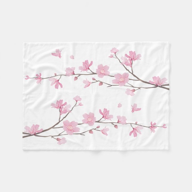 Cherry Blossom - Transparent Background Fleece Blanket (Front (Horizontal))