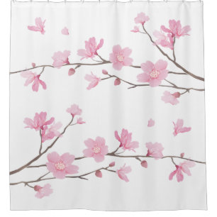 Cherry Blossom – Transparent Background Shower Curtain