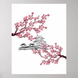 Cherry Blossom Tree Design- Japanese Sakura tree  Poster