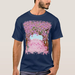 Cherry Blossom Tree Japanese Sakura Hummingbirds W T-Shirt