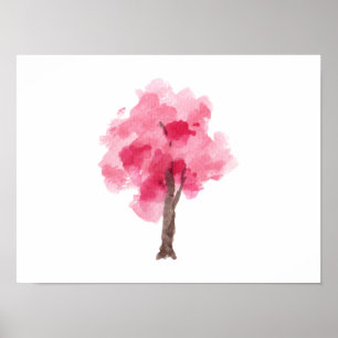 Cherry Blossom Tree Pink Watercolor  Poster
