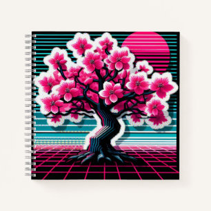 Cherry Blossom Tree Synthwave 803 Notebook