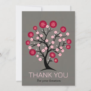 Cherry Blossom Tree Thank You For Donation Holiday Card