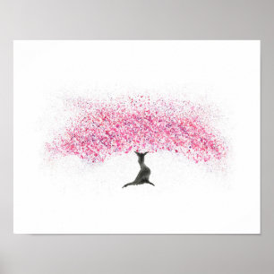 Cherry Blossom Tree Watercolor Poster