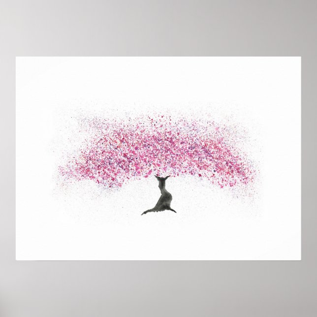 Cherry Blossom Tree Watercolor Poster (Front)