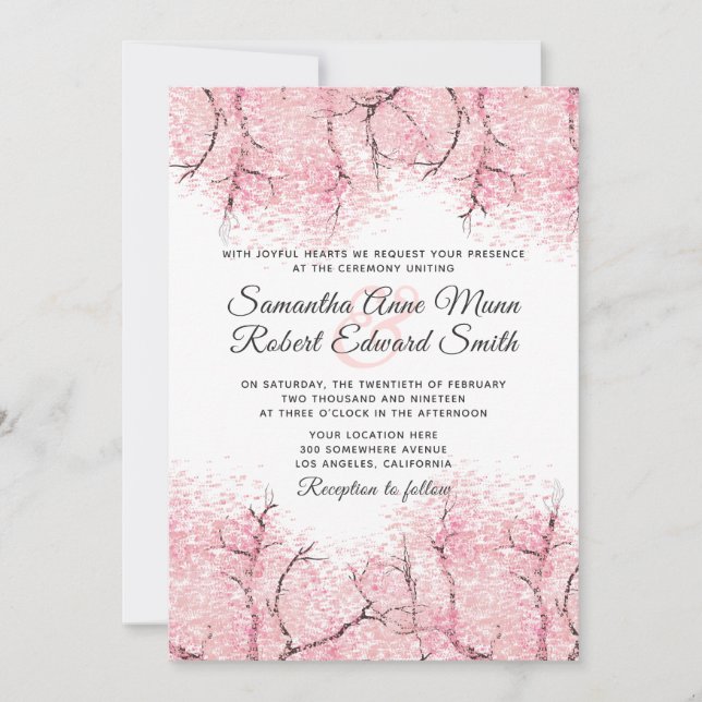 Cherry Blossom Tree Wedding Invitation (Front)