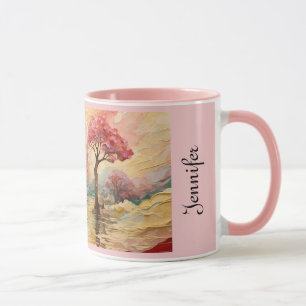Cherry Blossom trees with customisable text  Mug