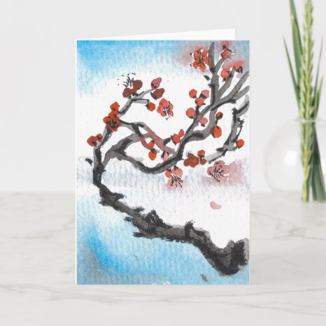 Cherry Blossom Twist Blank Card Full (Front)