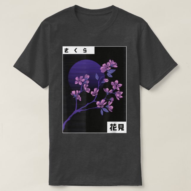 Cherry Blossom Vaporwave Cool Fun Retro Cartoon 80 T-Shirt (Design Front)