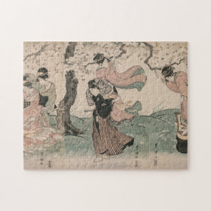 Cherry Blossom Viewing in Spring Japanese Ukiyo-e Jigsaw Puzzle