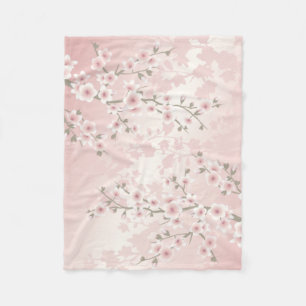 Cherry Blossom  Vintage Coquette Aesthetic Fleece Blanket
