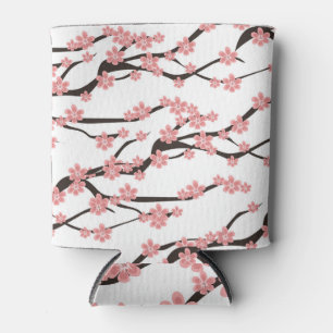 Cherry Blossom: Vintage White Seamless. Can Cooler