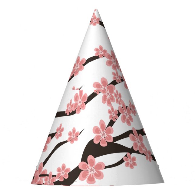 Cherry Blossom: Vintage White Seamless. Party Hat (Front)