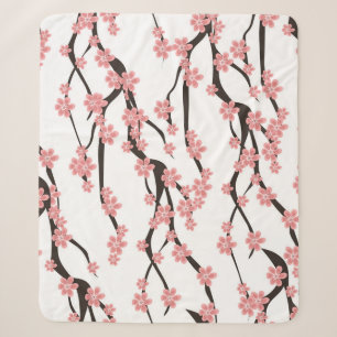 Cherry Blossom: Vintage White Seamless. Sherpa Blanket