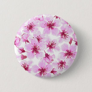 Cherry blossom watercolor 6 cm round badge