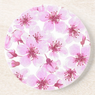 Cherry blossom watercolor coaster