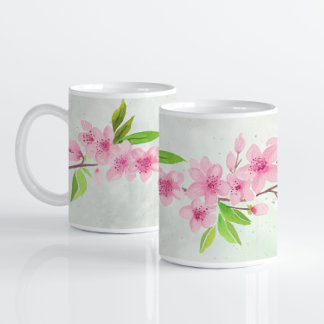 Cherry Blossom Watercolor Coffee Mug