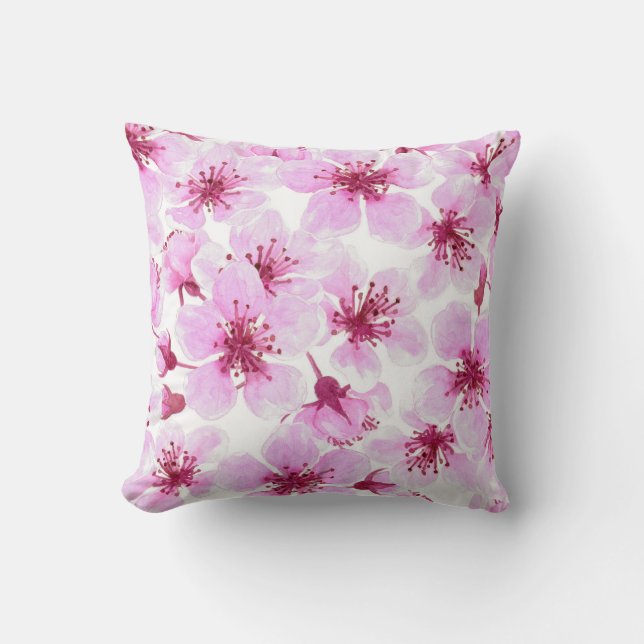 Cherry blossom watercolor cushion (Front)
