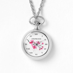 Cherry Blossom Watercolor Floral Sakura Modern Watch
