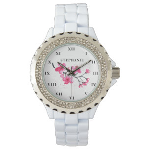 Cherry Blossom Watercolor Floral Sakura Modern  Watch