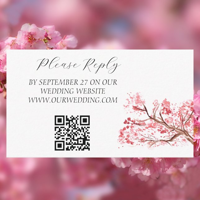 Cherry Blossom Watercolor Pink Floral Wedding  Enclosure Card (Creator Uploaded)