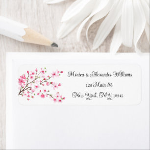 Cherry blossom Watercolor Pink Return Address  Lab Label