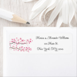 Cherry blossom Watercolor Pink Return Address Label