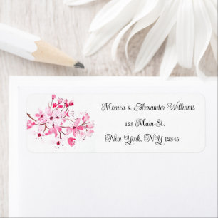 Cherry blossom Watercolor Pink Return Address Label