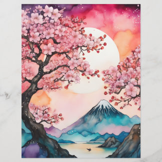 Cherry Blossom Watercolor scrapbook paper